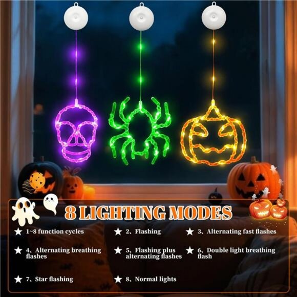 Halloween Decorations Lights, 3er Set Battery Operated Halloween Window Lights - Picture 3 of 7